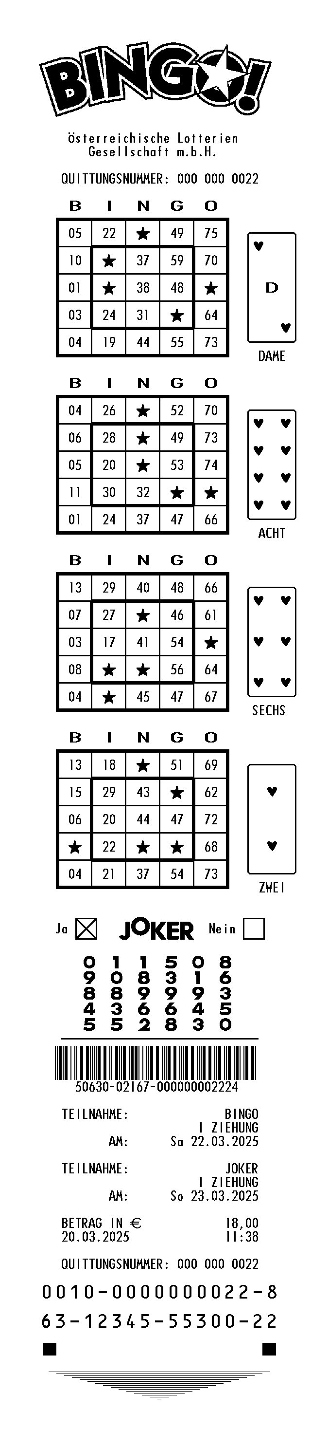 Bingo Quittung