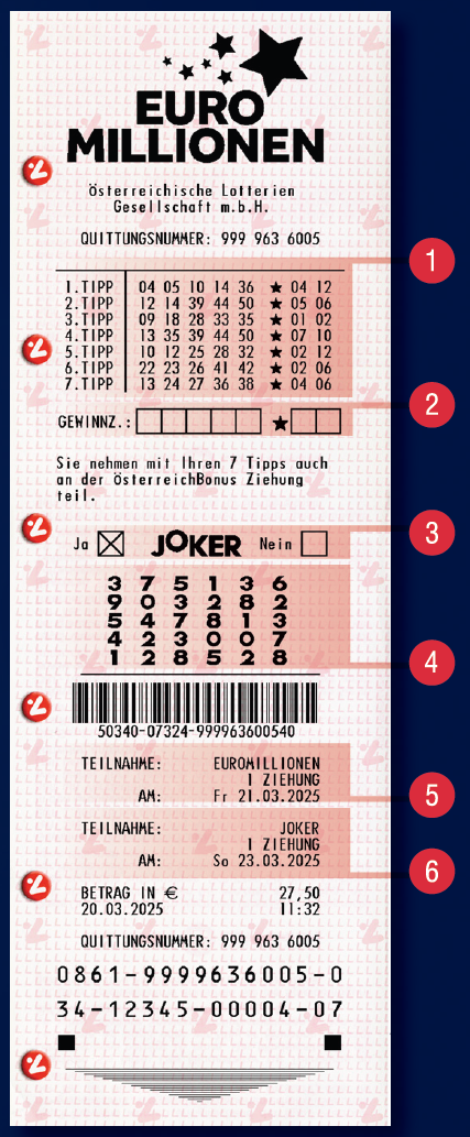 EuroMillionen Quittung